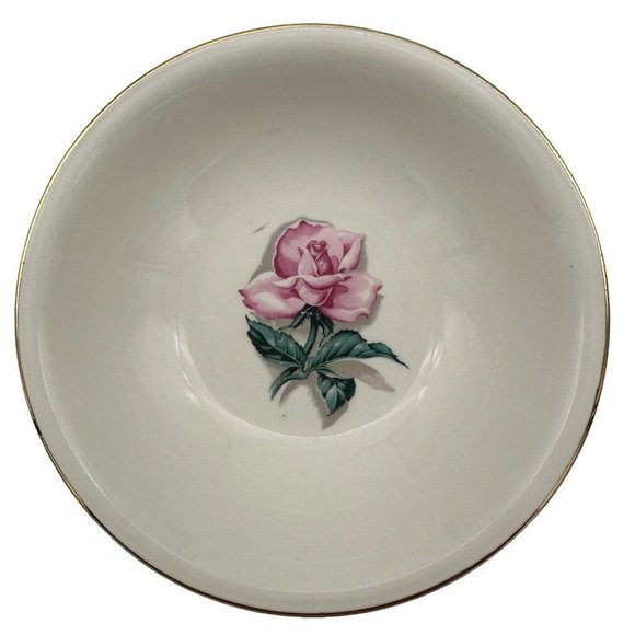 Homer Laughlin Eggshell Nautilus Rhythm Rose China Cereal Bowls Set of 8 5.5 in - Picture 2 of 8